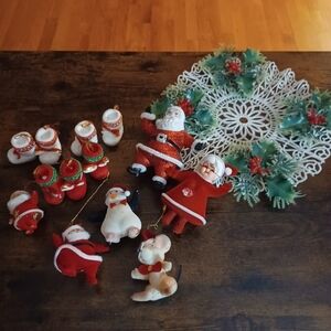 Vintage Christmas Plastic Holiday Ornaments Tree Decoration Bundle